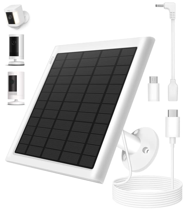 8W Solar Panel for Ring Camera, Solar Panel Charger Compatible with Ring Stick Up Cam/Pro Battery, Spotlight Cam/Pro/Plus Battery, Includes Barrel Plug to USB-C Adapter, IP65 Waterproof, 10ft Cable