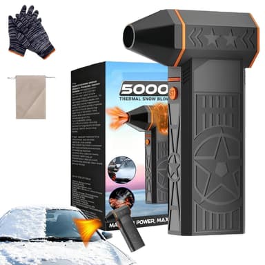 2026 New 3 in 1 5000W Thermal Snow Blower - Cordless Leaf Blower and Vacuum Cleaner, Hot Air Blowers, Portable Handheld Car Snow/Dust Remover, Car Defroster Windshield (Black*1SET)