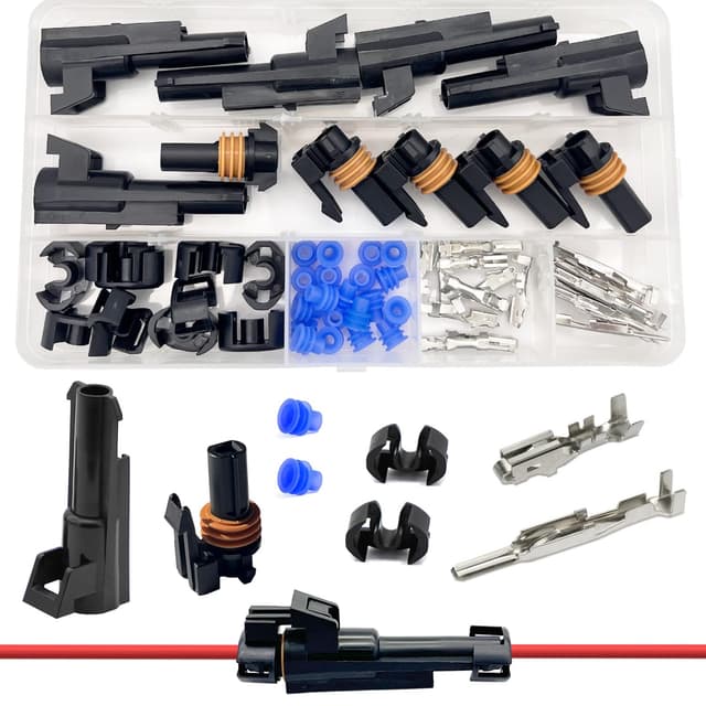 Twippo 14-12 AWG 1 Pin Connector Weather Pack Connectors Kit 1 Wire Waterproof Automotive Electrical Plug Connectors Quick Connect and Disconnect (5 Sets)