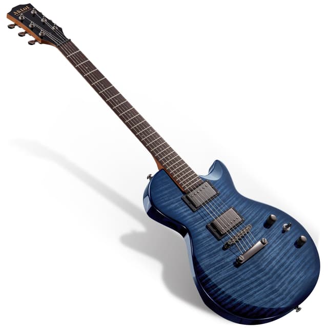 AKLOT 24-Fret Electric Guitar Kit – Single Cut (LP Style), Modern Playability with Coil-Split Humbucker Pickups, Essential Accessories Included, Storm Blue