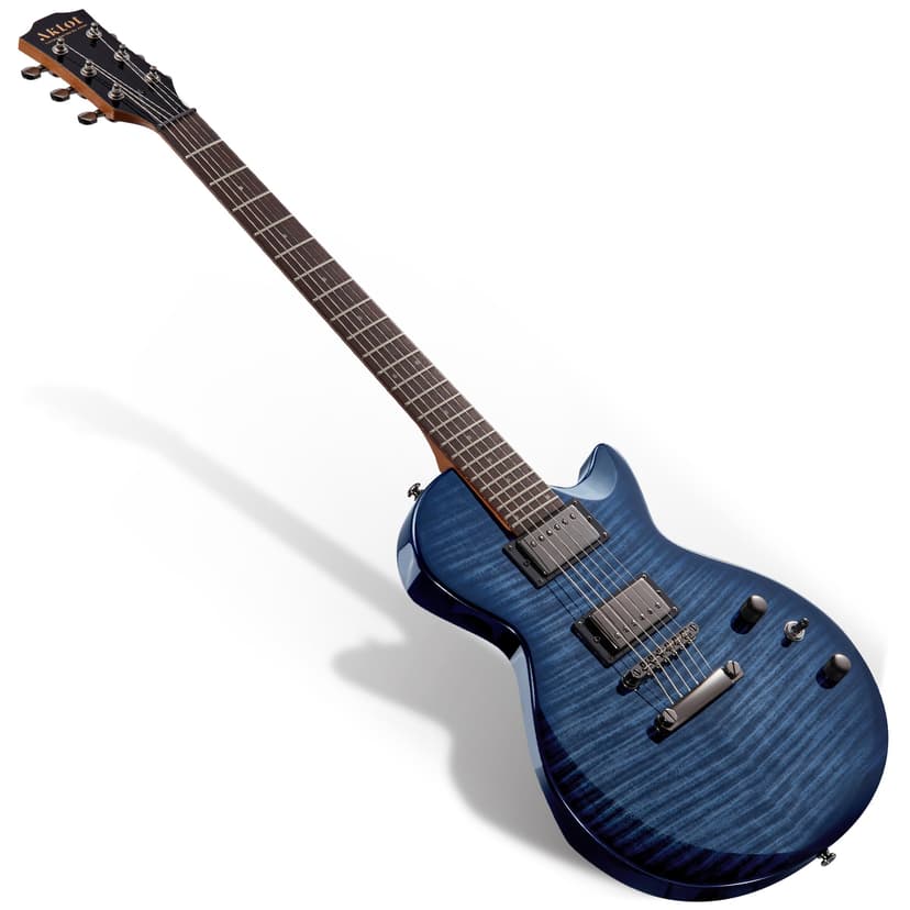 AKLOT 24-Fret Electric Guitar Kit – Single Cut (LP Style), Modern Playability with Coil-Split Humbucker Pickups, Essential Accessories Included, Storm Blue