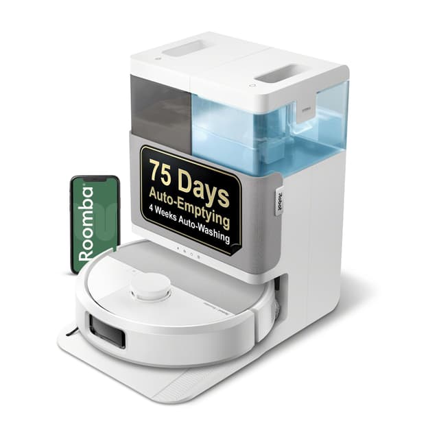 iRobot Roomba Plus 505 Combo Robot Vacuum & Mop with AutoWash Dock - Extending Spinning Mop Pads, Self-Empties, Wash & Heated Drying, Cleaning, Recognizes & Avoids Obstacles, LiDAR Navigation