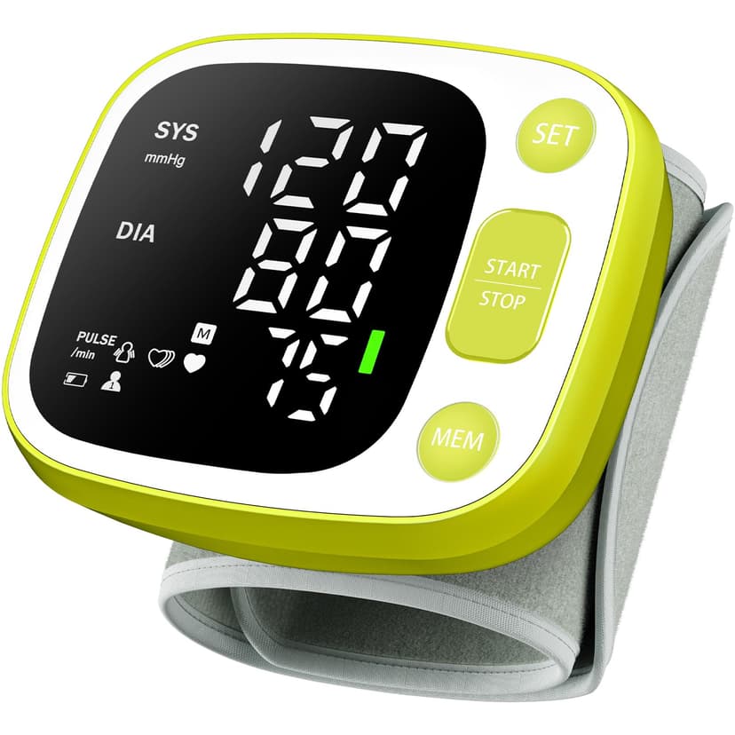 Oklar Blood Pressure Monitors for Home Use Rechargeable Wrist Digital BP Machine Cuff with LED Backlit Display, Voice Broadcast, 240 Memory Storage for 2 Users with Carrying Case, Green