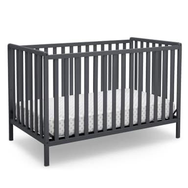 Delta Children Heartland 4-in-1 Convertible Crib - Greenguard Gold Certified, Charcoal Grey