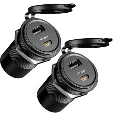 Acegoo 83W 12V USB Outlet PD 65W Type-C QC3.0 18W USB-A Dual Port Fast Charging Socket for Laptop, Waterproof Car Charger Replacement Accessories for RV Camper Trailer Boat Truck Golf (2 Pcs)