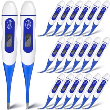 TrelaCo 20 Pcs Thermometer for Adults Digital Oral Thermometer for Fever Basal Body Fast Reading Flexible Tip for Underarm Rectal Mouth Temperature Measurement