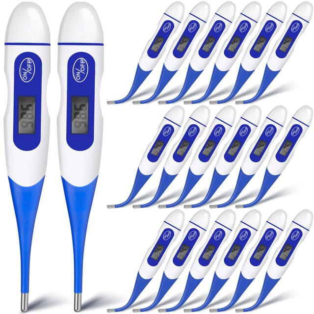 TrelaCo 20 Pcs Thermometer for Adults Digital Oral Thermometer for Fever Basal Body Fast Reading Flexible Tip for Underarm Rectal Mouth Temperature Measurement