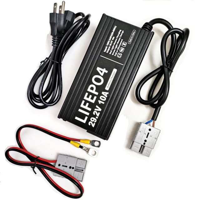 HERISKEER 24V 10A Lithium Battery Charger 29.2V LiFePO4 Battery Smart Charger with Anderson Connector LED Indicator Special for Lithium 24V LiFePO4 Deep Cycle Rechargeable 30AH-150AH Batteries Charger