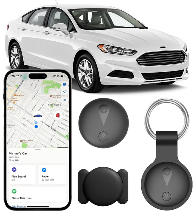 Undetectable GPS Tracker for Vehicles - Real-Time Tracking, No Monthly Fee/No SIM Card, Works with iOS Find My | Mini Hidden Magnetic GPS Locator, Ultra-Slim, IP68 Waterproof, 12-Month Working Time