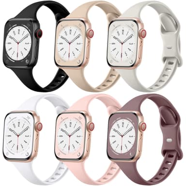 Lerobo Slim Band Compatible with Apple Watch Series 9 Band 42mm 44mm 45mm 40mm 38mm 41mm 46mm 49mm Women Men,Soft Narrow Thin Silicone Sport Replacement for iWatch Bands Ultra SE 10 8 7 6 5 4 3 2 1