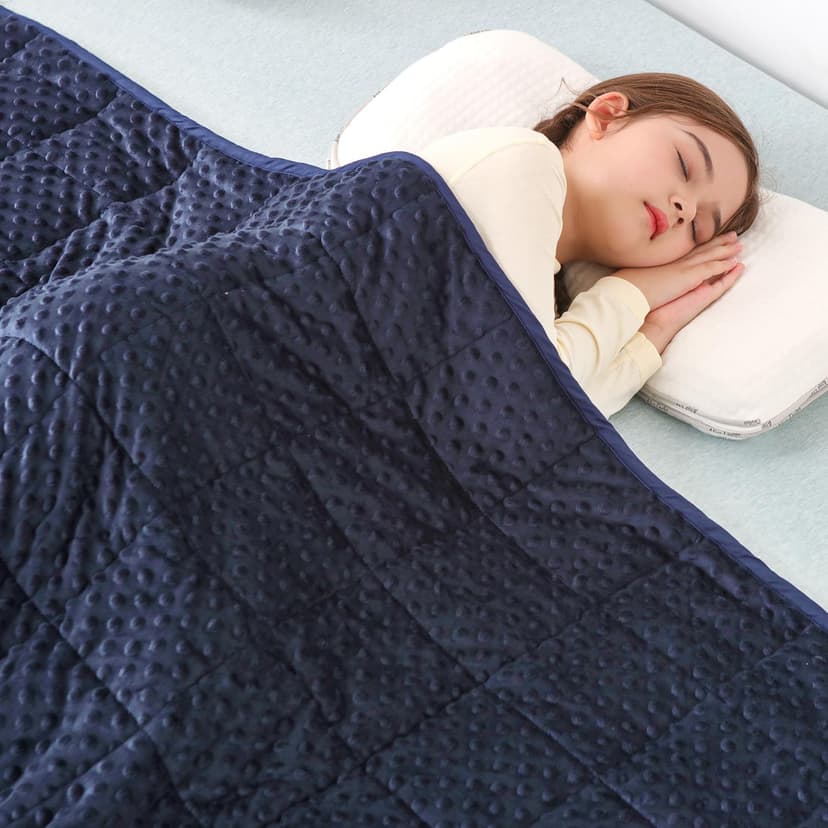 Sivio Weighted Blanket, Weighted Blanket,Soft and Cozy Cooling Heavy Blanket, Calm and Nap, School and Home, 3lbs, 36 x 48inches, Navy Blue