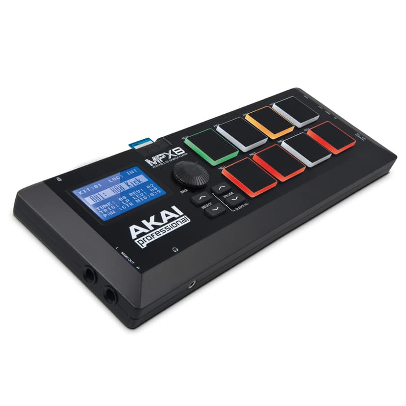 Akai Professional MPX8 - Portable Sample Pad Controller With 8 Performance-Ready Velocity-Sensitive Pads, MIDI Connectivity and On-Board SD Card Slot