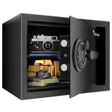 Bonsaii Safe, 0.6 Cubic Safe Box with Electronic Keypad, Removable Shelf, for Valuables Jewelry and Documents in Home, Hotel, or Business, 9.84" x 13.78" x 9.84" Inches, SF002