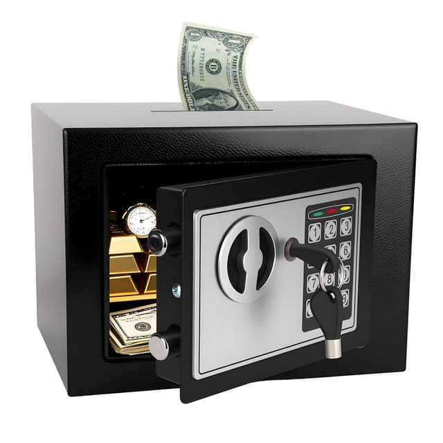 MAESTON Mini Electronic Safe Box with Digital Keypad & Keys, Small Safe Deposit Boxes with Coin Slot, Safety Boxes for Home Office Dorm, Money safe, For Cash, Jewelry, Passport,Gun(Black)