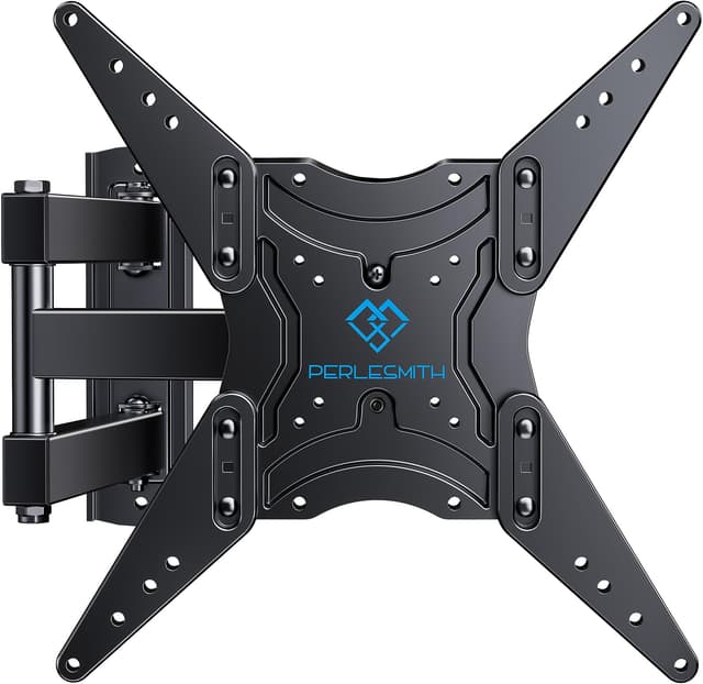 PERLESMITH Full Motion TV Wall Mount for 27-60 Inch Flat & Curved TVs, Single Stud TV Mount with Articulating Swivel Tilt - Wall Mount TV Bracket VESA 400x400mm up to 77 lbs, Perfect Center Design