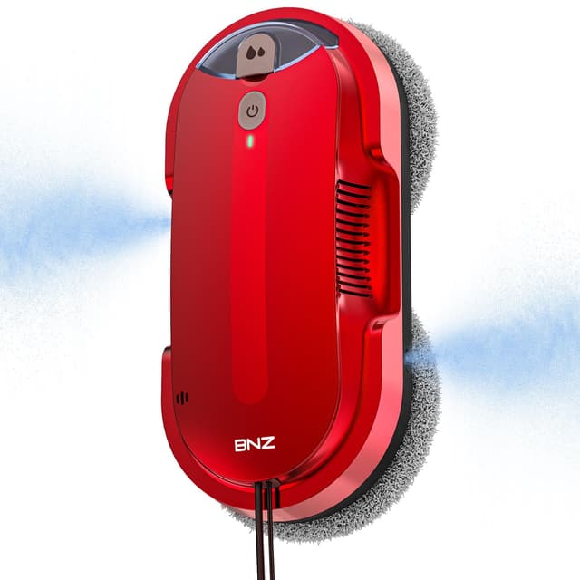BNZ Smart Window Cleaning Robot, Twin Turbo & Dual Auto-Spray Window Cleaner with Multiple Safety System, AI Path Planning, Frameless Edge Detection, K1 (Ruby Red)