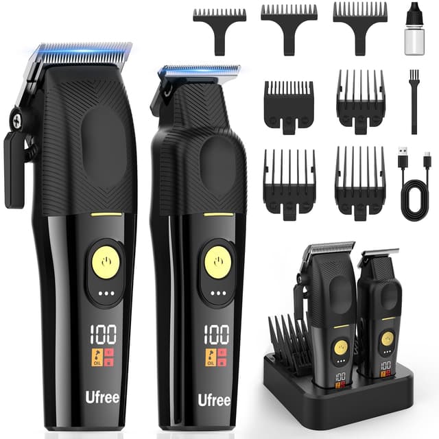 Ufree Professional Cordless Hair Clippers for Men, Barber Clippers & Trimmers Set with Storage Stand, Electric Shaver, Complete Hair Cutting Kit, Gifts for Men