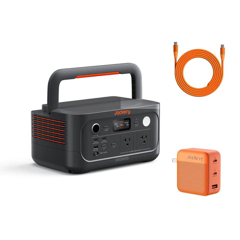 Jackery Explorer 500 v2 Portable Power Station and 102W Fast Charger, 512Wh LiFePO4 Battery, 500W AC/1000W Peak, Solar Generator for Camping, Outdoors, and Power Outages