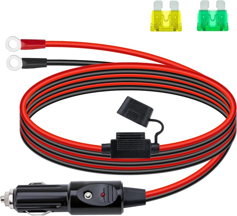 12 AWG Heavy Duty Cigarette Lighter Plug, 10 FT Cigarette Lighter Male Plug Adapter Cable with LED Lights and Fuse Box (20 A, 30A), Male Cigarette Lighter Plug, Car Accessories for Inverter, Air Pump