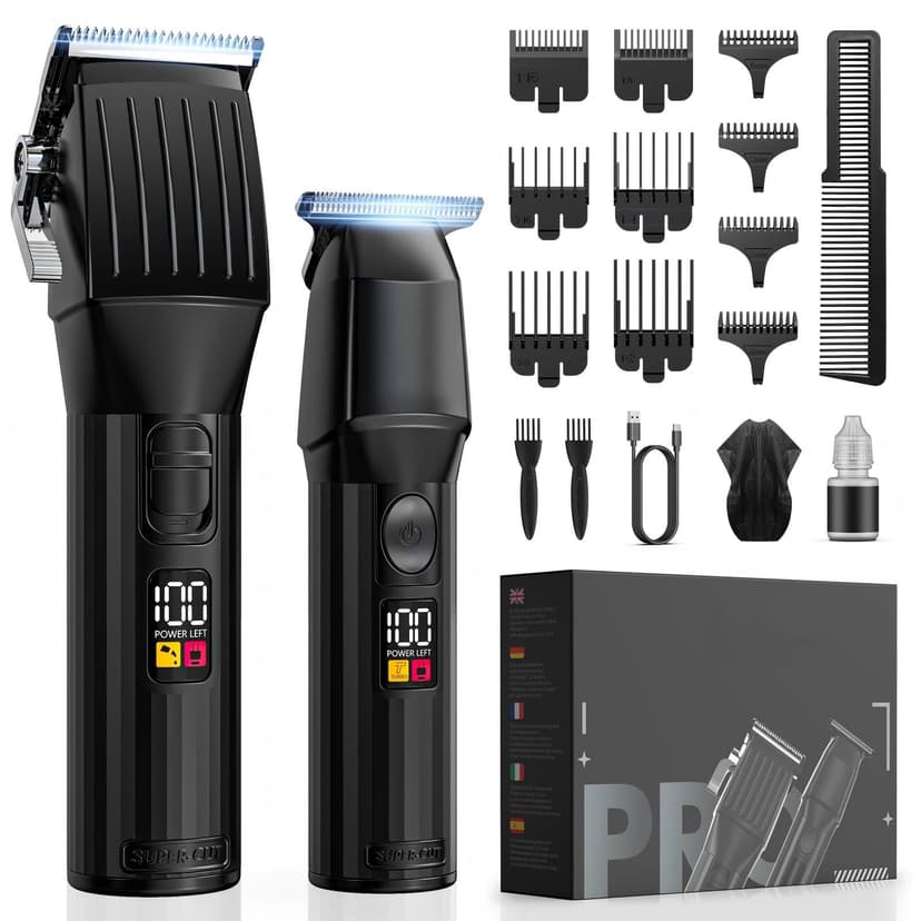 Professional Hair Clippers for Men Cordless Trimmers Kit with LED Display Electric Beard Trimmer for Kid Cordless Beards Trimmer Haircut Grooming Kit Gift for Men Women Barber Kids (Black)