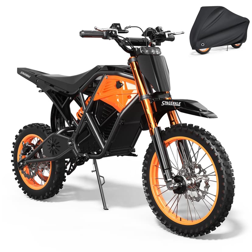 EILLEO Electric Dirt Bike for Adults/Teens, 48V 3000W Peak Power Electric Motorcycle with 14"/12" Fat Tire, 37.5MPH 60 Miles Range, Mountain Off-Road Ebike with Hydraulic Brakes (48V-3000W)