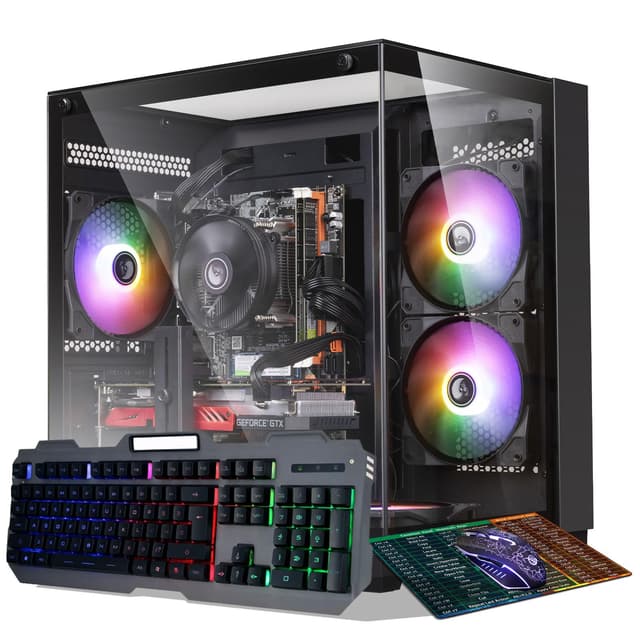 Prebuilt Gaming PC Desktop Computer,Intel Core i5 Desktop,Operating at A Frequency of 3.2-3.6 GHz,RX550 Graphics Card with 4GB GDDR5 Video Memory,16GB RAM, 512GB NVME SSD,WiFi5,RGB Fan x4 Windows 11