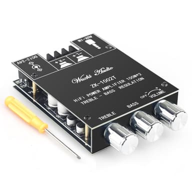 Wuzhi Audio ZK-1002T Bluetooth Amplifier Board 100W+100W Audio Amplifier Supports AUX/Bluetooth,Wide Voltage Input 12-24V (Black2 ZK-1002T)