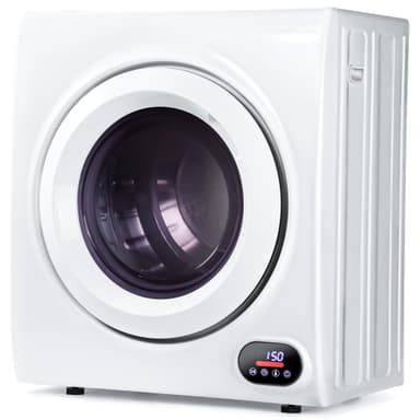 Euhomy Compact Laundry Dryer, 2.65 cu ft Front Load Stainless Steel Clothes Dryers With Exhaust Pipe, 1400W, LCD Control Panel Four-Function Portable Dryer For Apartments, Home, Dorm, White