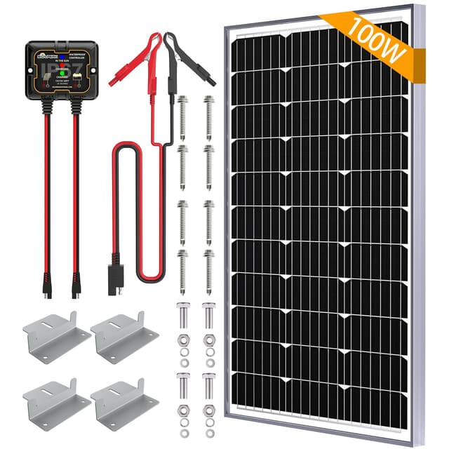 SOLPERK 100W Solar Battery Charger Solar Battery Maintainer + Smart 10A MPPT Charge Controlle, Solar Panel Kit for Car RV Boat Motorcycle,12V Waterproof Solar Panel Charger Trickle Charging