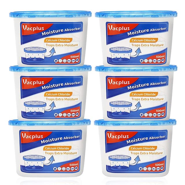 Vacplus Moisture Absorbers 6 Pack, Portable Humidity Absorber Boxes for Your Bathroom, Closet & Car, Dehumidifier with Fragrance Free, 10.5 Oz