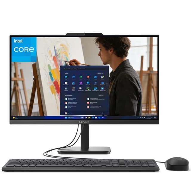 Lenovo IdeaCentre 24 23.8" All-in-One with Lifetime Office 365 for Web, 16GB DDR4 RAM, 1TB PCIe SSD, Intel N100 Processor, FHD AIO Desktop Computer, WiFi 6, Bluetooth, Jet Black, Win 11 Home