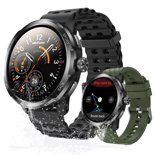 Ulefone Armor Watch Pro Military Smart Watches for Men, 1.50" AMOLED Corning Screen, 5ATM Waterproof MIL-STD-810H, 100+ Sports Modes/GPS/AI/Heart Rate/Sleep/SpO2 Monitor, Men's Fitness Tracker Watch
