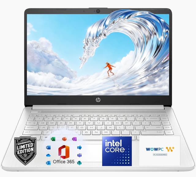 HP 14" Natural Silver Ultrabook Laptop, Intel 4-Core CPU, 4GB RAM, 1.1TB Storage (1TB OneDrive and 128GB SSD), HD Display, Windows 11, Microsoft 365 Web Apps