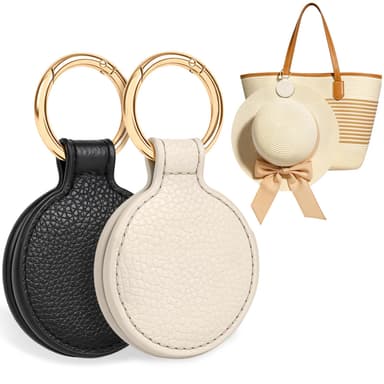 Niveaya Magnetic Hat Clip for Travel on Bag - 2 Pack, Magnet Storage Hook, Vacation Traveling Essentials Accessory Black & Beige