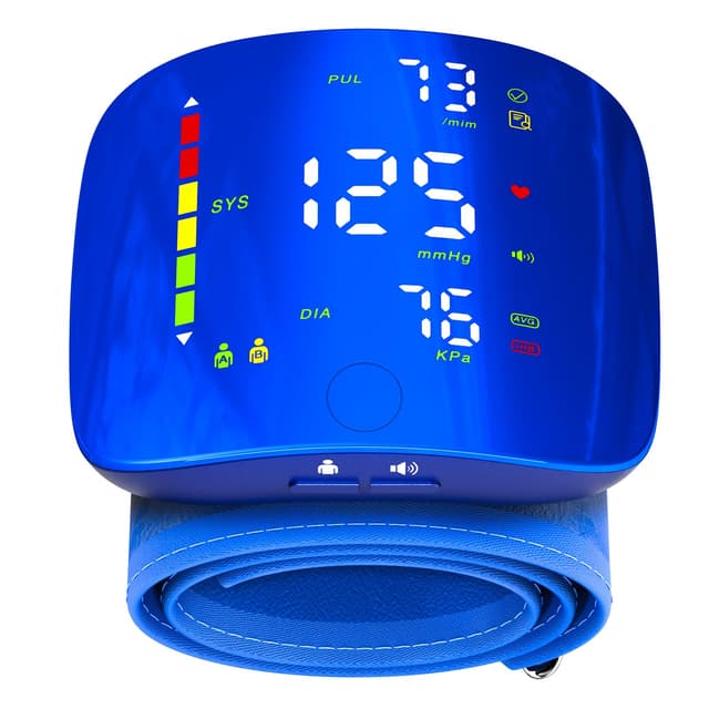 Wrist Blood Pressure Monitor, Rechargeable Blood Pressure Cuff with Large LED Screen - 2 * 99 Sets of Memory, One-Button Turn On/Off Voice & Switch User