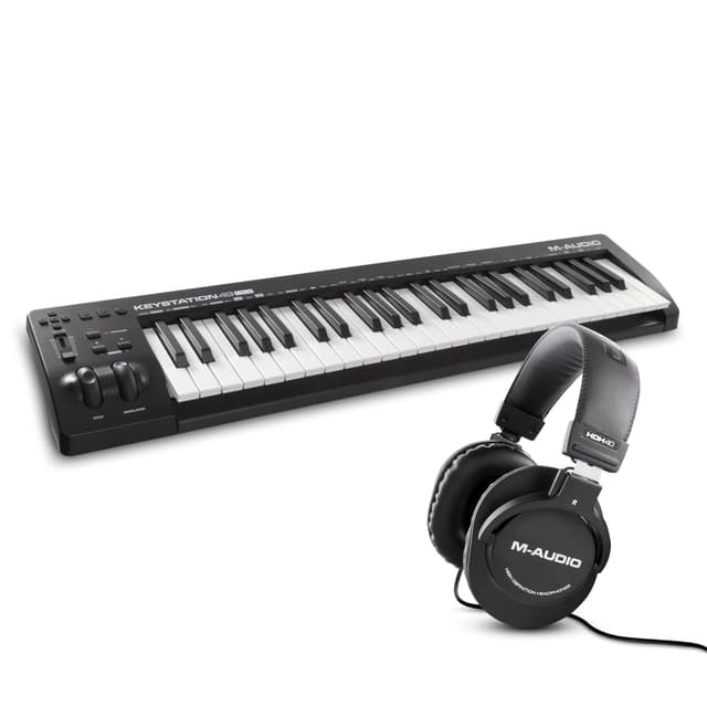 M-AUDIO Keystation 49 MIDI Controller Bundle with Heaphones for Studio Recording, Music Production, Podcasting, Streaming