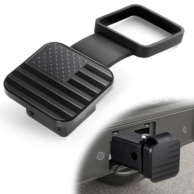 UYYE 2 Inch Rubber Trailer Hitch Cover, American Flag Rubber Tow Tube Cover Plug Cap, Car Exterior Accessories Fits for Most Vehicles Hitch Receivers, Hitch Cover Tube Plug Cap (Black)