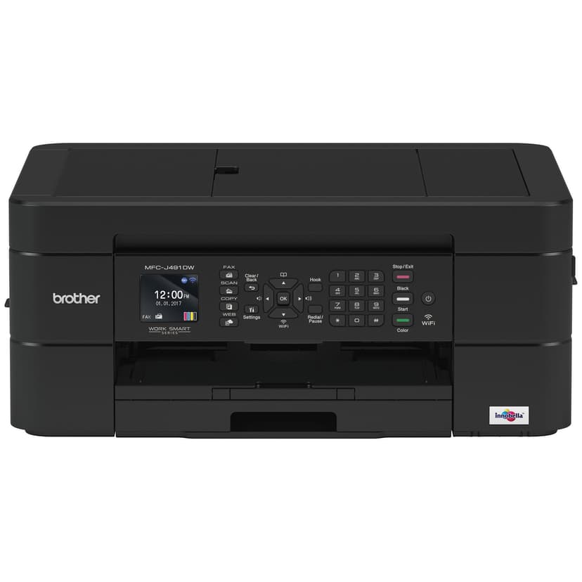 Brother Wireless All-in-One Inkjet Printer, MFC-J491DW, Multi-function Color Printer, Duplex Printing, Mobile Printing,Amazon Dash Replenishment Enabled, Black, 8.5 (MFCJ491DW)
