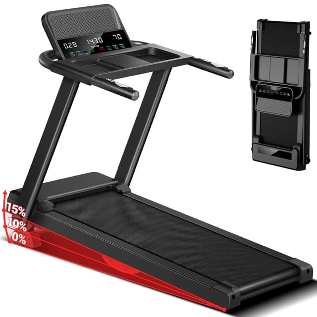 Treadmills for Home, Treadmill with 15% Incline, Folding Treadmill Filpped Screen and Heart Rate Sensor, 3.0HP Quiet Brushless Dual Cushion System, 300lbs Weight Capacity