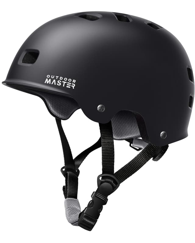 OutdoorMaster Skateboard Cycling Helmet - Two Removable Liners Ventilation Multi-Sport Scooter Roller Skate Inline Skating for Kids, Youth & Adults - L - Black