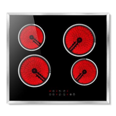 Pladeca 24 Inch Electric Cooktop 4 Burner Electric Stove, 6000W Built in Ceramic Stovetop with Touch Control 24", Timer, Child Lock, 9 Heating Level, 220-240v, Hard Wire(No Plug)