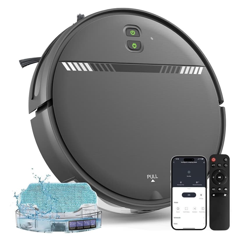 XIEBro Life Robot Vacuum and Mop Combo, Vaccum Robot 2 in 1 with WiFi/App/Voice, Schedule, Water Tank and Dustbin, Self-Charging, Slim, Ideal for Hard Floor, Pet Hair, Carpet