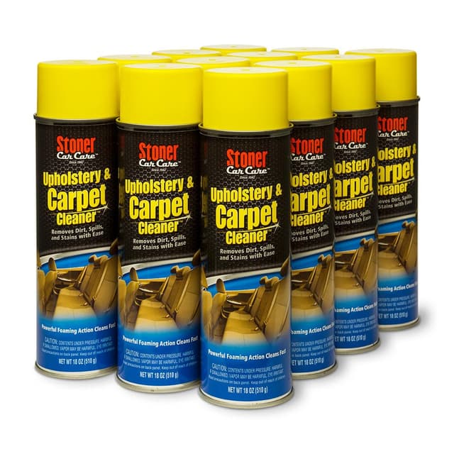 Stoner Car Care 91144-12PK Upholstery & Carpet Cleaner — Powerful Foaming Action Lifts Tough Stains from Seats, Floor Mats, Upholstery, Fabric, and More — 18 oz (Pack of 12)
