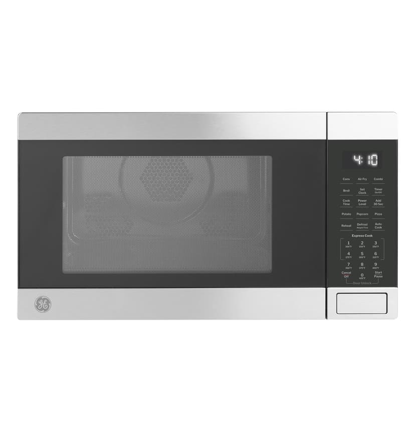 GE GCST10A1WSS 1.0 Cu Ft Convection Microwave Oven, 1050W Countertop Air Fry Microwave with Broil & Crisper Pan, Compact Stainless Steel Design