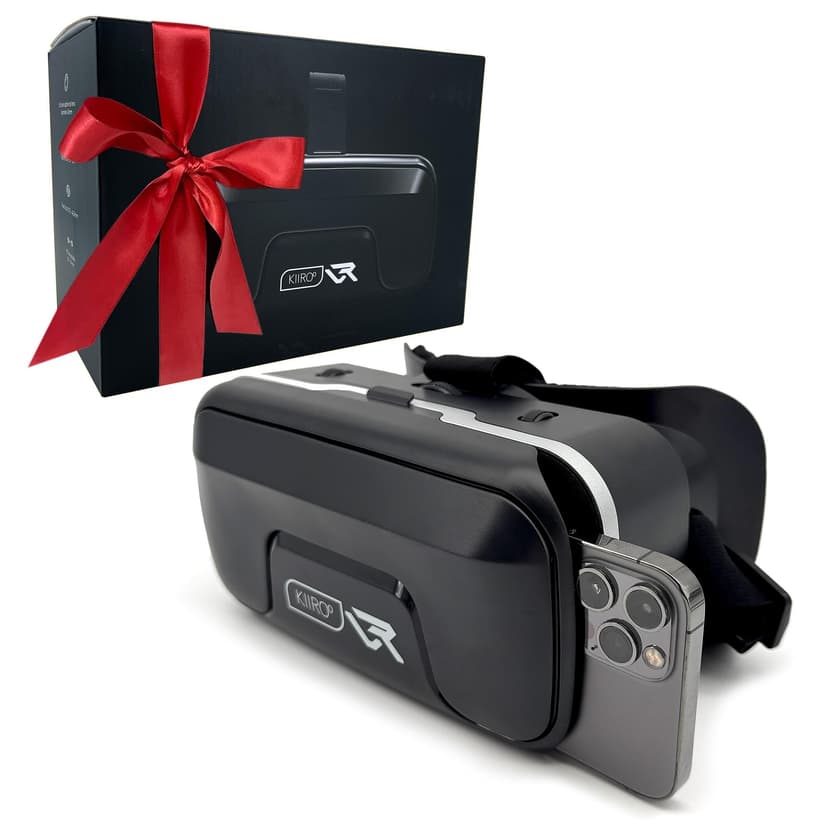 Kiiroo VR Headset for Phone – Mobile VR Glasses for iPhone, Android & Windows, Fits 5.5"-7.2" Devices, Adjustable IPD & Focus, Glasses-Friendly, 40mm HD Aspherical Lens