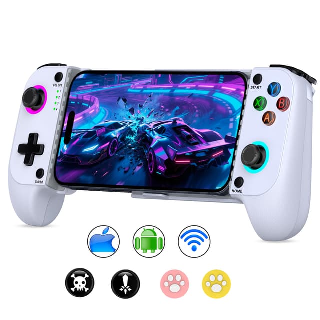 LIFUFUTEE Mobile Gaming Controller for iPhone/Android, Wireless Phone Controller with Hall Joysticks, Mobile Controller Phone Case Support for Xbox Game Pass, Steam Link & More, Off White