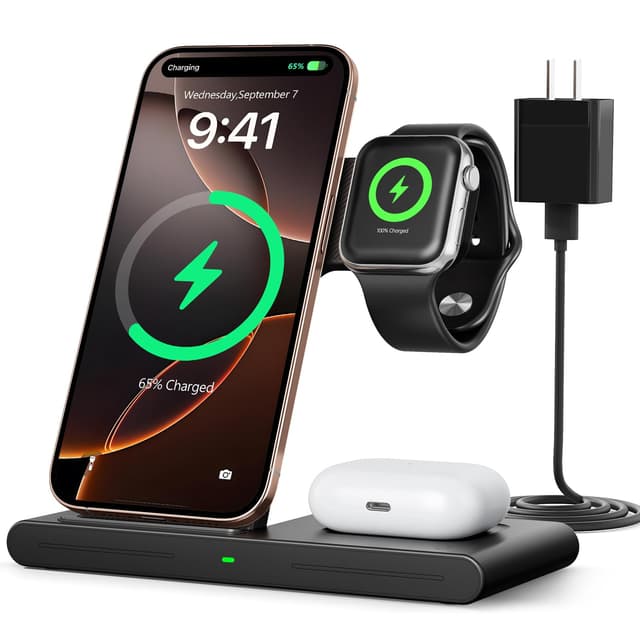 RYND 2026 Travel Portable Wireless Fast Charger for Apple & Android Charging Station,3 in 1 Charging for iPhone17 16 15 14 13 12,Apple Watch Series & Air pods 4 3 2 Pro,Samsung Galaxy