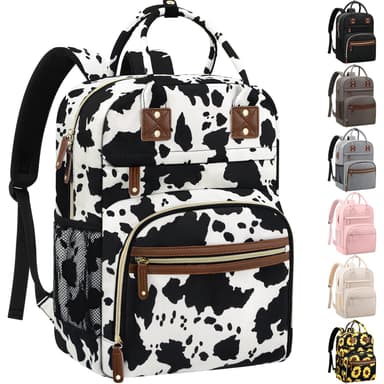 Tenot Large Capacity Baby Diaper Bag Backpack with Insulated Pockets, Waterproof, Stylish Cow Print Design, Suitable for Boys and Girls
