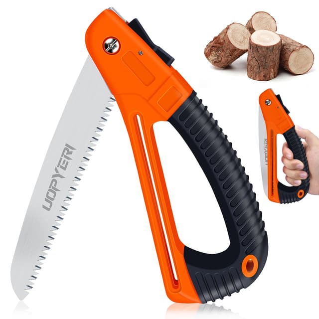 Folding Hand Saw 8 Inch with Safety Hand Guard, Heavy Duty Pruning Saw for Tree Trimming & Camping, High Carbon Steel Triple-Cut Razor Teeth for Wood, PVC, Bone, Survival Gear