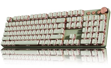 SEUNKWANG EWEADN V20 Wired Mechanical Keyboard, 104 Keys Backlit LED Keyboards, Media Control Knob, Wired Computer Keyboard Pink Switch for Windows/Mac/PC-Matcha Green